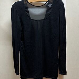 Rena Lange by Bergdorfs Black Sheer Panel Top